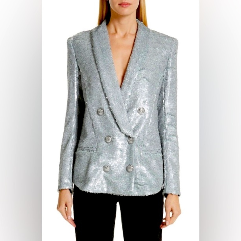 Balmain Oversized Silver Sequined Blazer